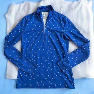 LOHLA SPORT Blue White Star Print Long Sleeve Workout Top Size Small